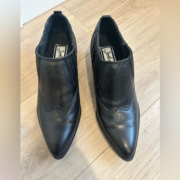 Y2K Zodiac Western Point Toe Shootie Bootie 8 Black Suede Leather Ankle Boot - Picture 3 of 9